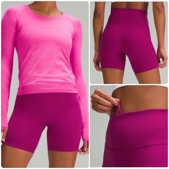 LULULEMON Align High Rise 6” Biker Shorts Magenta Purple Size 8 RARE COLOR